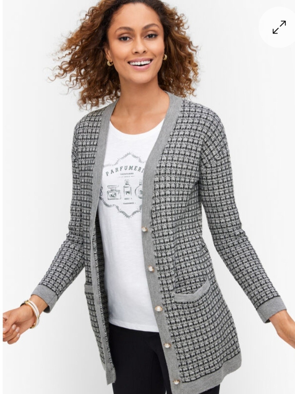 Talbots Mini Plaid Merino Wool Cardigan (XL)